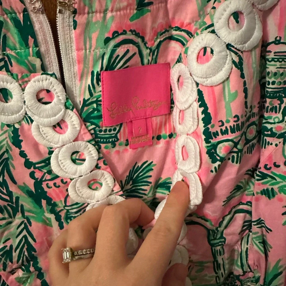 Lilly Pulitzer Pink and Green Tropical Mini Dress - Picture 3 of 4